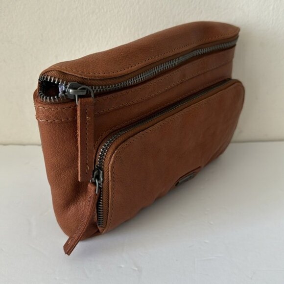 SPIKES & SPARROW Leather Belt Bag With Front Zip Pocket Camel Brown - Picture 14 of 16